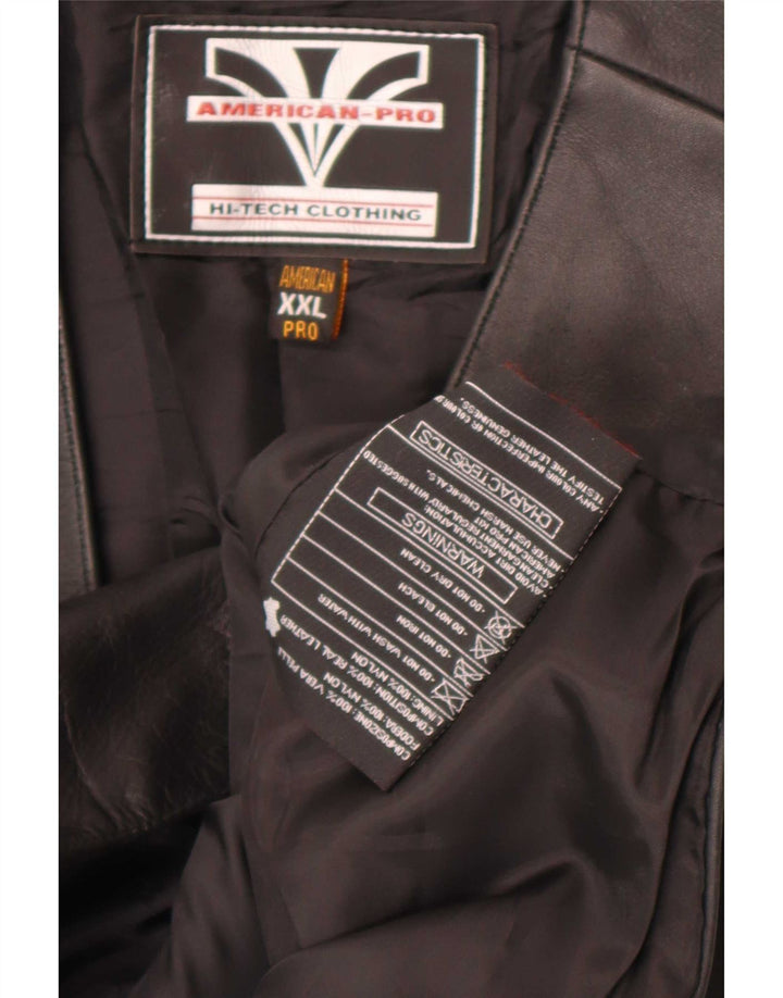 gilet en cuir homme vintage 2XL Noir