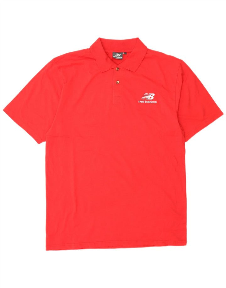 New Balance Mens Polo Shirt Large Red Cotton