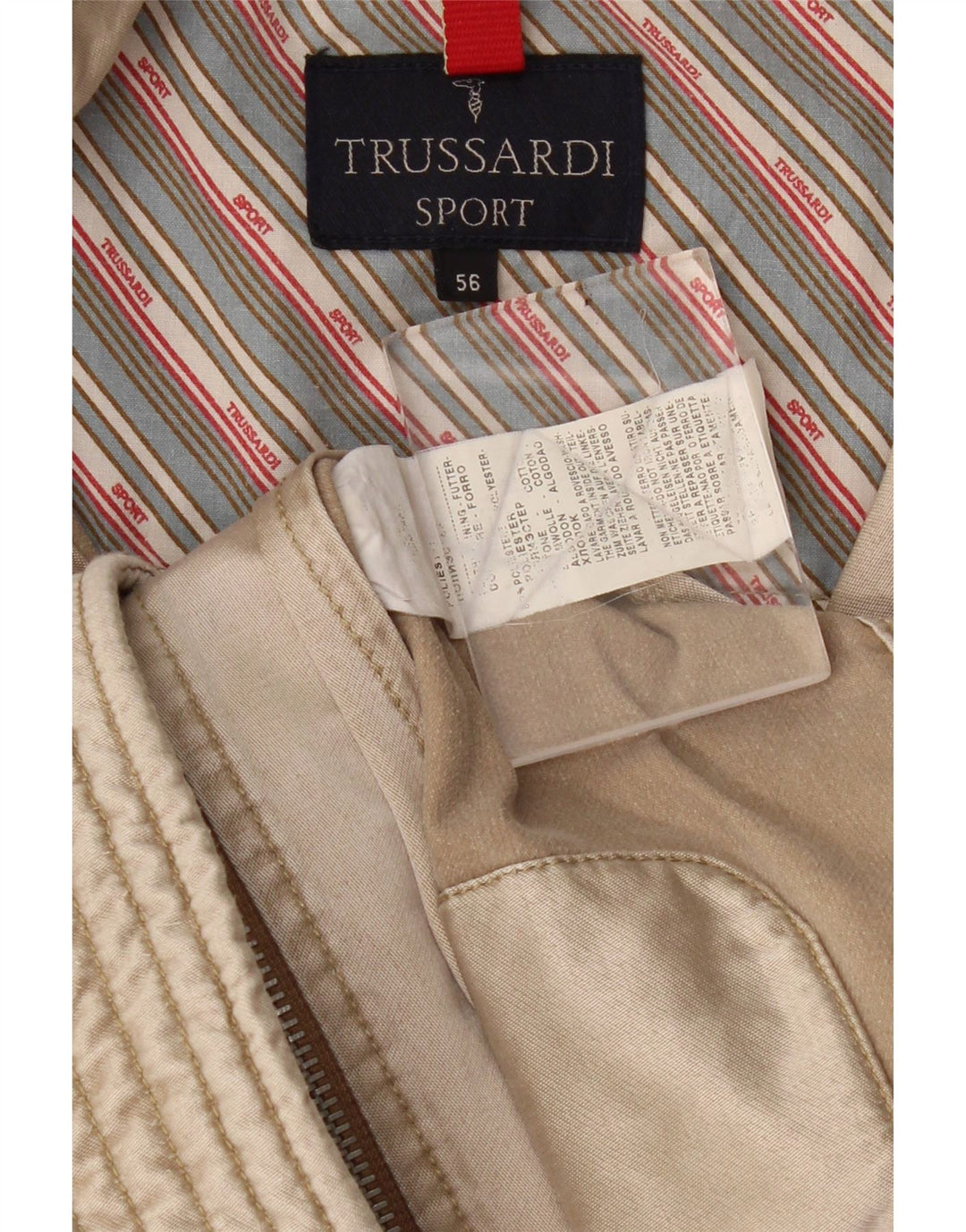 Trussardi Herre Utility Jacket IT 56 3XL Beige Polyester