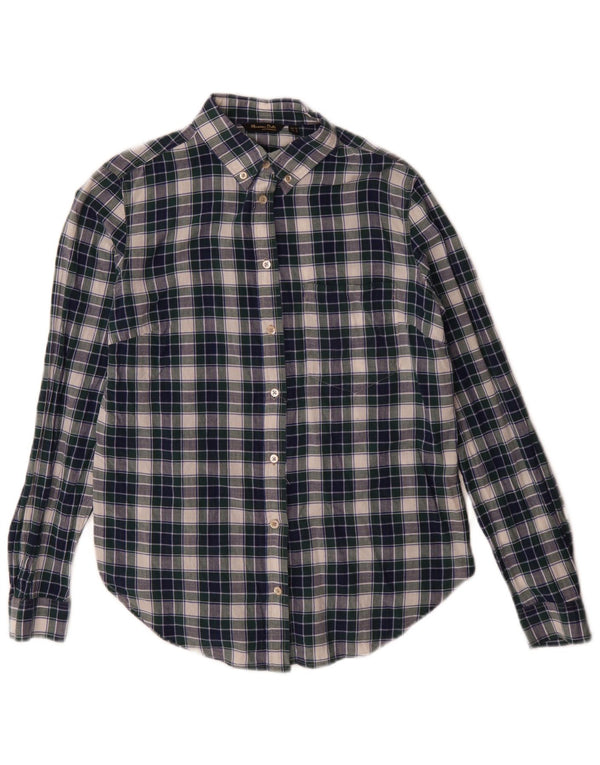 Massimo Dutti Dame Loose Fit skjorte EU 36 Small Blue Plaid Bomuld