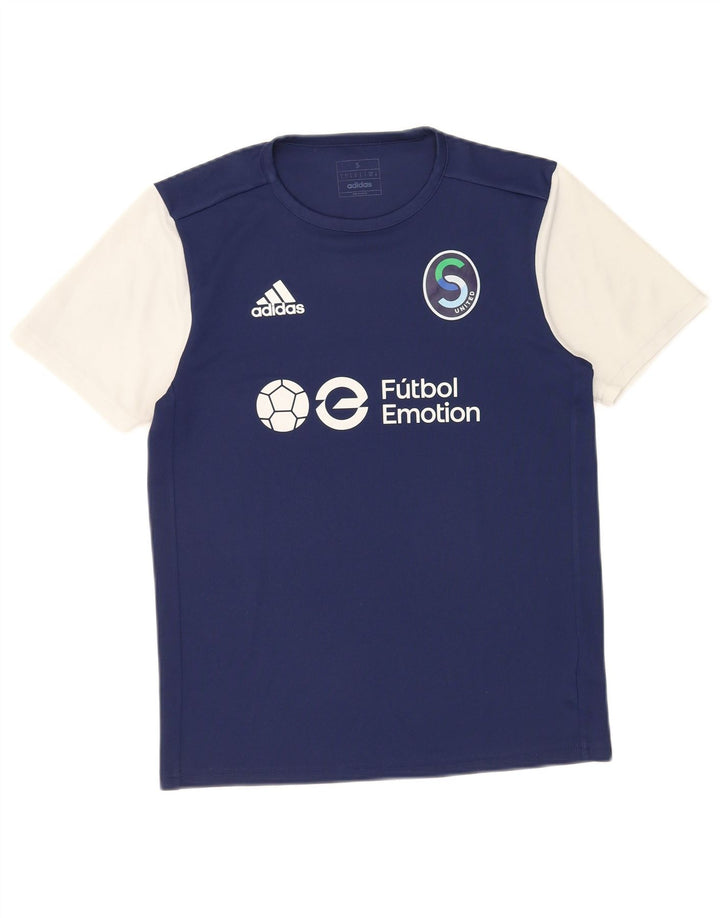 Adidas Mens Graphic T-Shirt Top Small Navy Blue Colourblock Polyester