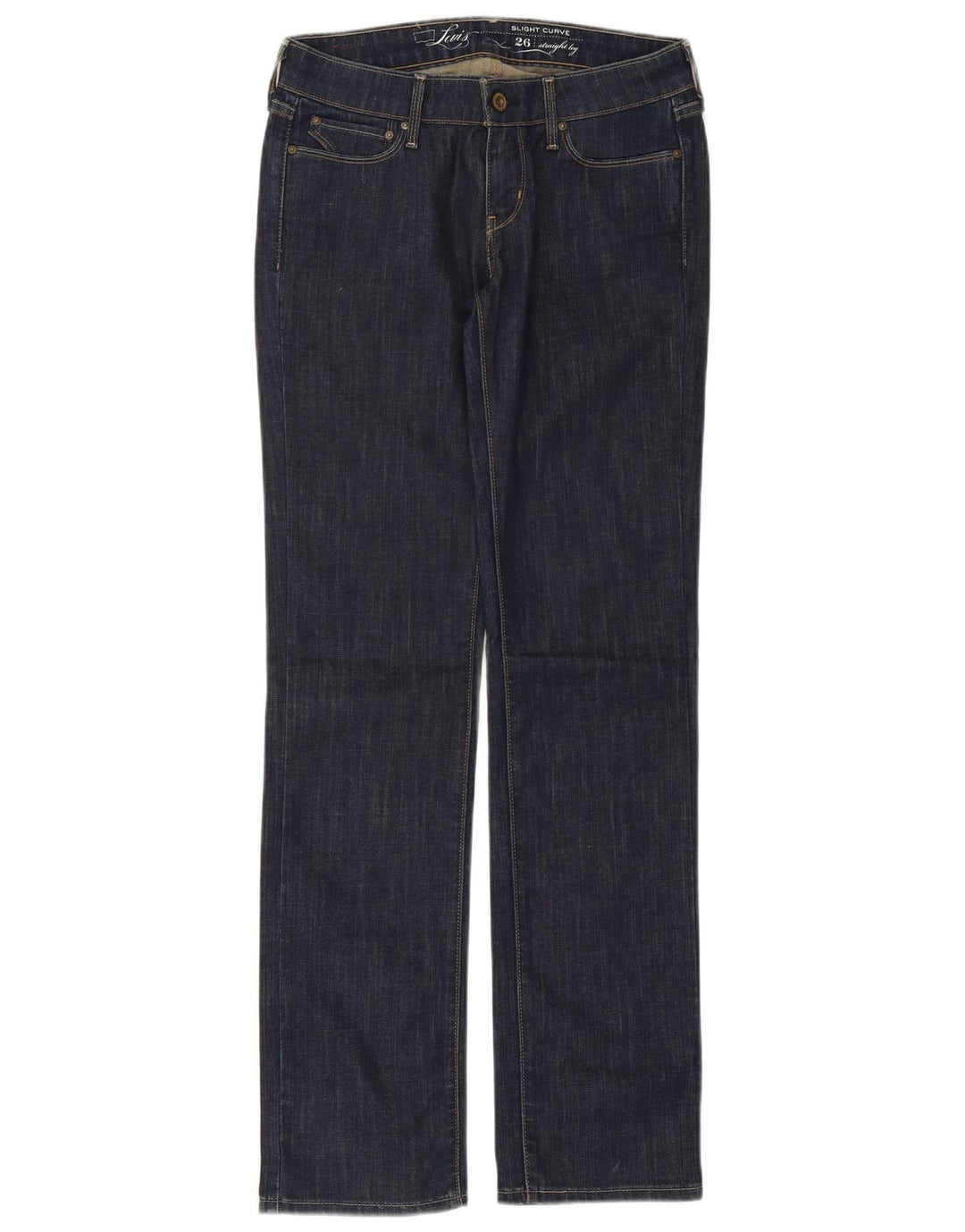 Levi's Womens Slight Curve Straight Jeans W26 L32 Navy Blue Cotton