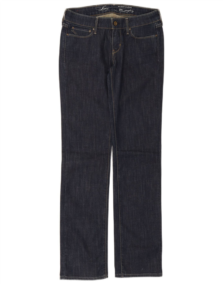 Levi's Womens Slight Curve Straight Jeans W26 L32 Navy Blue Cotton