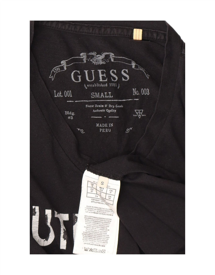 GUESS Mens Graphic T-Shirt Top Small Black Cotton