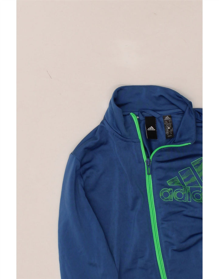 ADIDAS Boys Graphic Tracksuit Top Jacket 9-10 Years Blue Polyamide Vintage Adidas and Second-Hand Adidas from Messina Hembry 