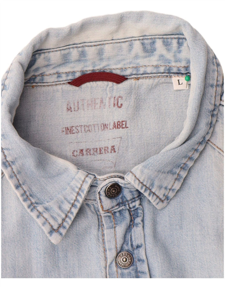 Carrera Mens Denim Shirt Large Blue Cotton