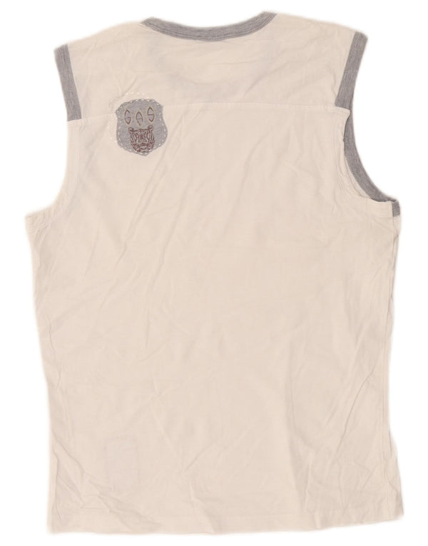 Gas Mens Vest Top Large White Colourblock