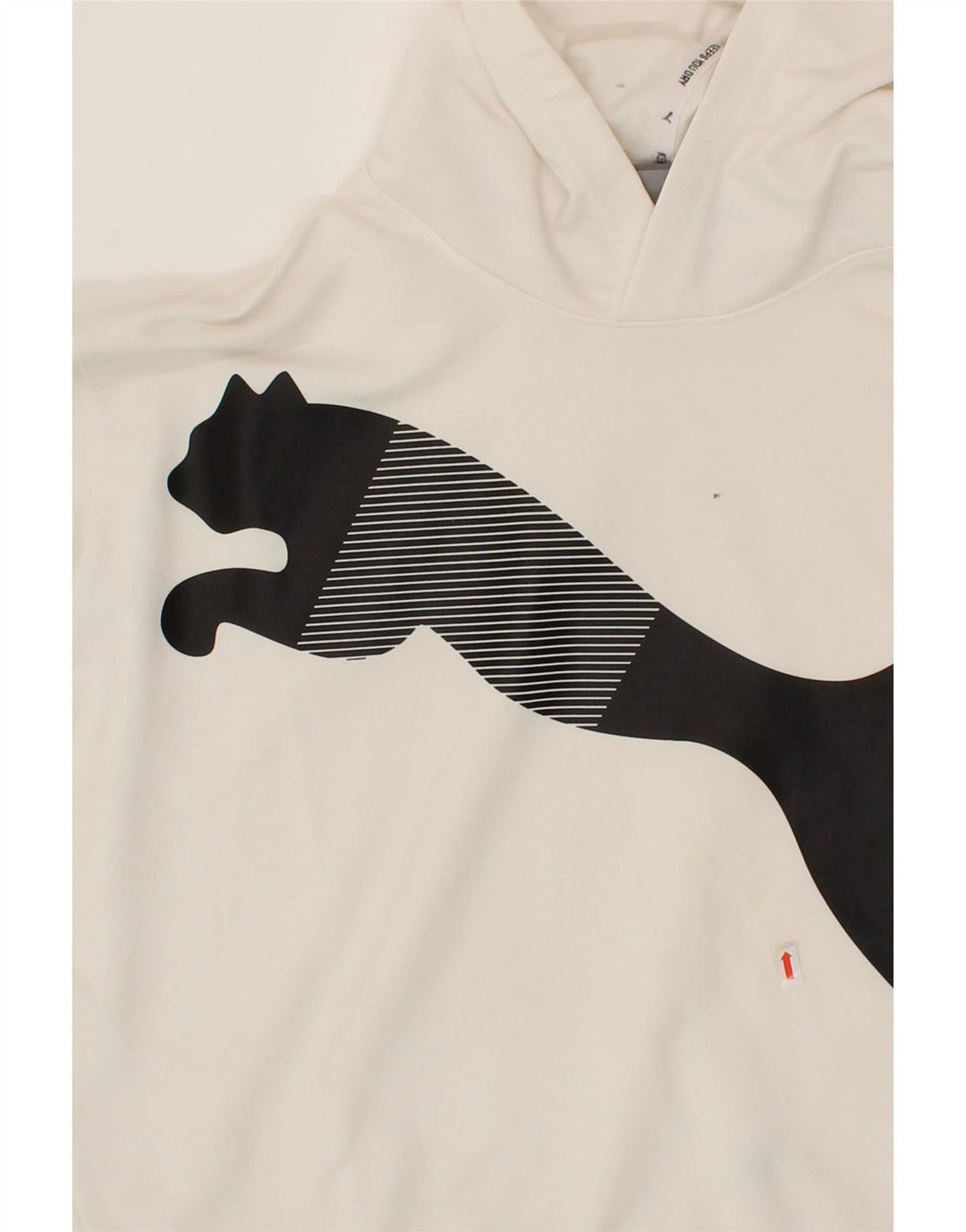 PUMA Womens Oversized Graphic Hoodie Jumper UK 10 Small White Vintage Puma and Second-Hand Puma from Messina Hembry 