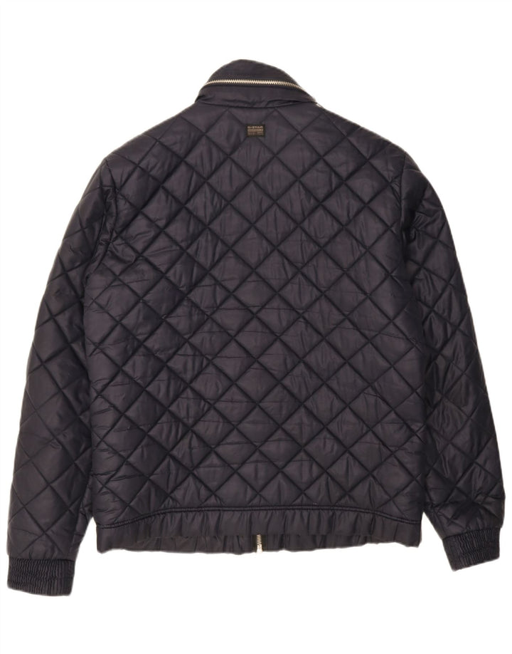 G-Star Mens Hooded Quilted Jacket UK 42 XL Navy Blue Polyester