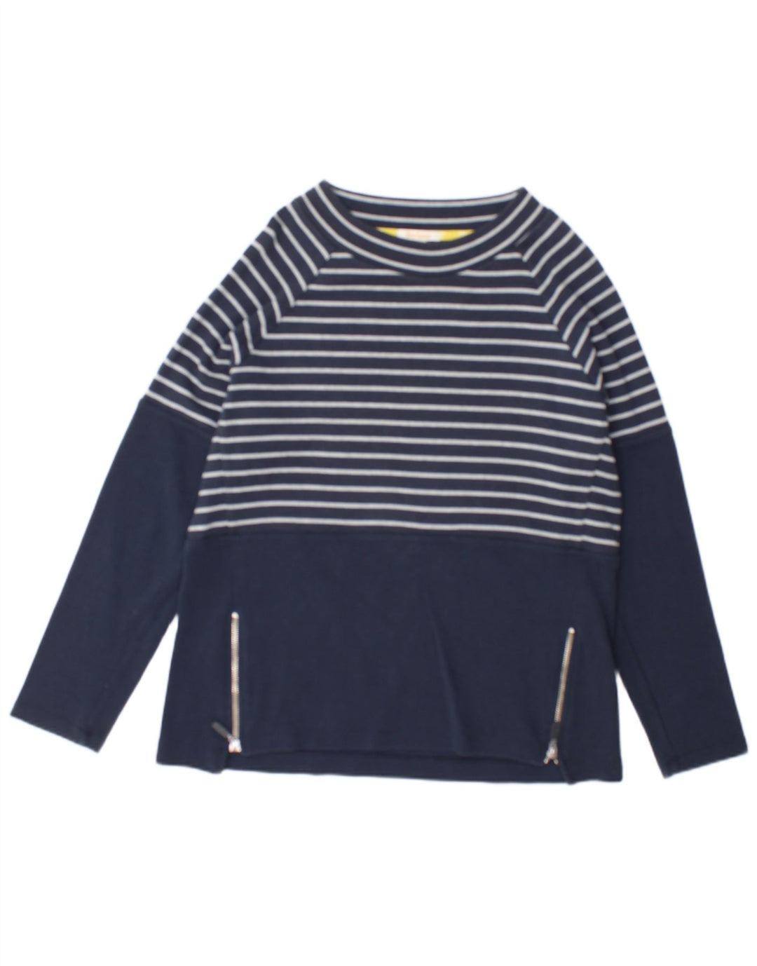 Barbour Womens Top Long Sleeve UK 12 Medium Navy Blue Striped Cotton