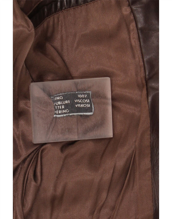Giacca in pelle vintage da uomo UK 36 piccola marrone