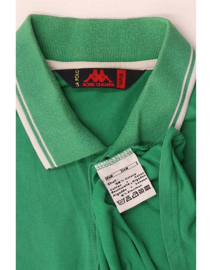 Kappa Mens Polo Shirt Large Green Striped Cotton