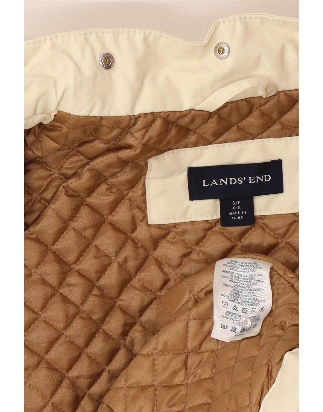 Lands End Womens Oversized Windbreaker Jacket UK 10 Small Off White Nylon