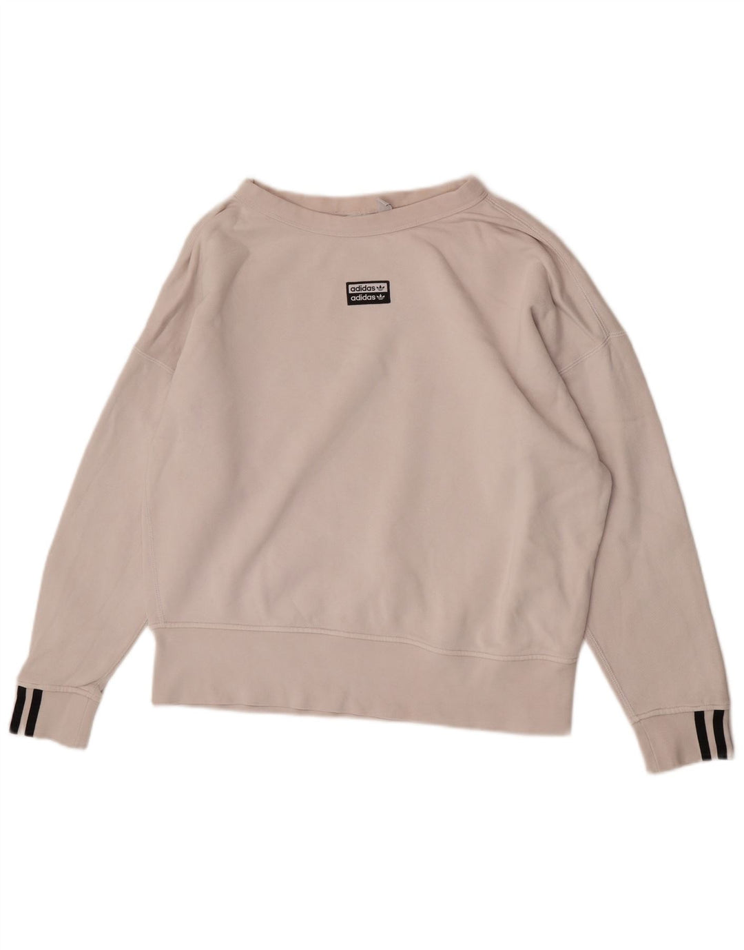 Adidas Womens Oversized Sweatshirt Jumper UK 10 Small White Cotton