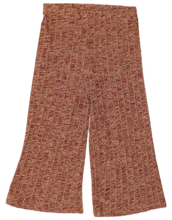 Zara Pantalon de Survêtement Capri Femme UK 14 Large Multicolore Moucheté