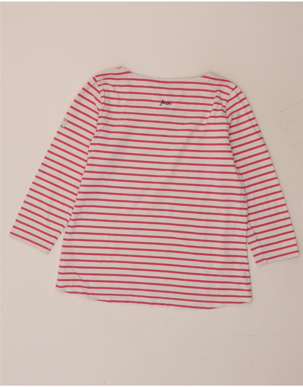 Joules Top da Donna Manica 3/4 UK 14 Grande Cotone a Righe Rosa