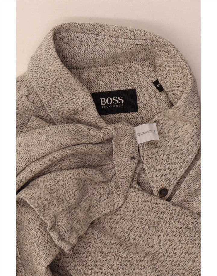Hugo Boss Herre Flanellskjorte Stor grå Flecked Bomuld