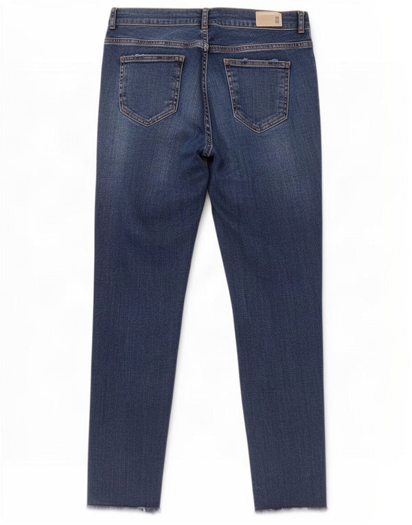 Zara Womens Z1975 Crop Skinny Jeans EU 38 Pequeno W28 L26 Azul Manchado