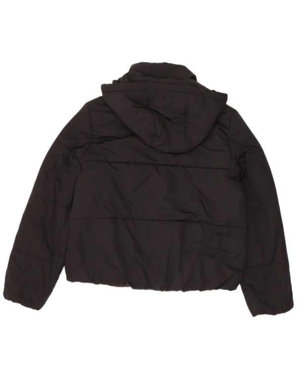 Marks & Spencer Womens Hooded Padded Jacket UK 12 Medium Black Polyester