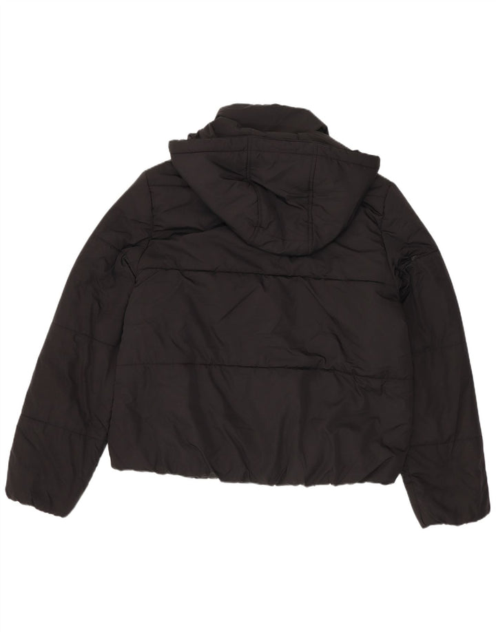 Jaqueta feminina acolchoada com capuz Marks & Spencer Reino Unido 12 poliéster preto médio