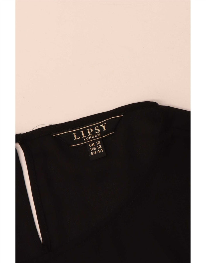 Lipsy Chemisier à manches longues pour femme UK 46 Large Noir Polyester
