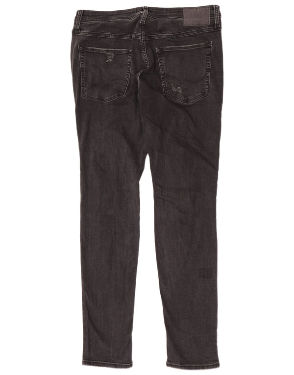 Jack & Jones Mens Distressed Skinny Jeans W36 L34 Black Cotton