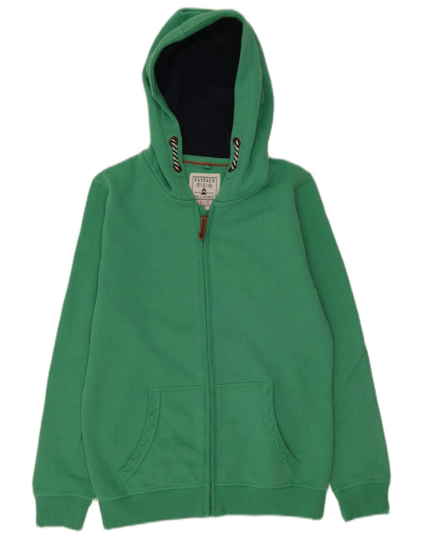 Fat Face Boys Graphic Zip Hoodie Sweater 12-13 Years Green Cotton