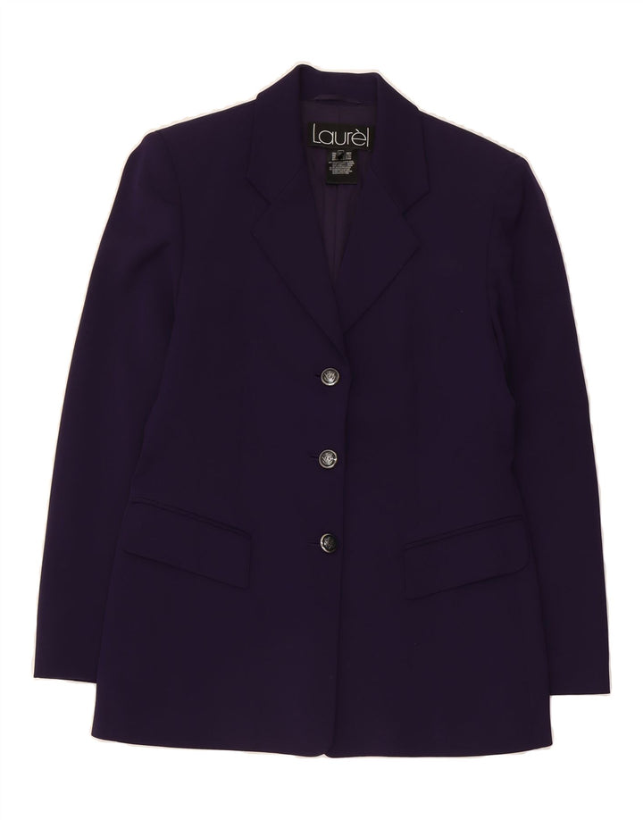 LAUREL Womens 3 Button Blazer Jacket EU 36 Small Purple Virgin Wool Vintage Laurel and Second-Hand Laurel from Messina Hembry 