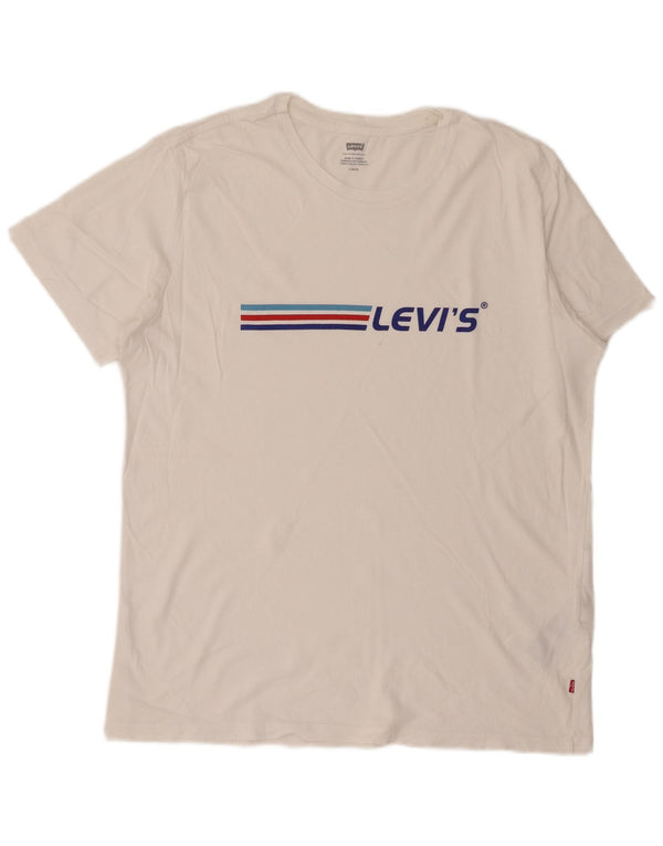 Levi's Mens Graphic T-Shirt Top Large White Striped Cotton