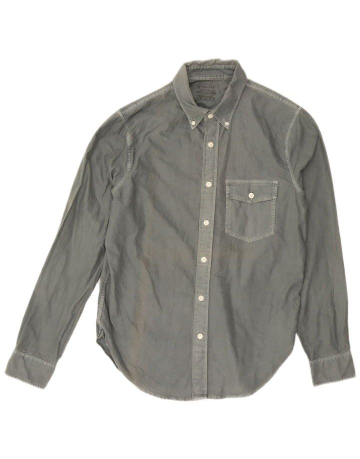 ABERCROMBIE & FITCH Мужская рубашка из хлопка среднего серого цвета