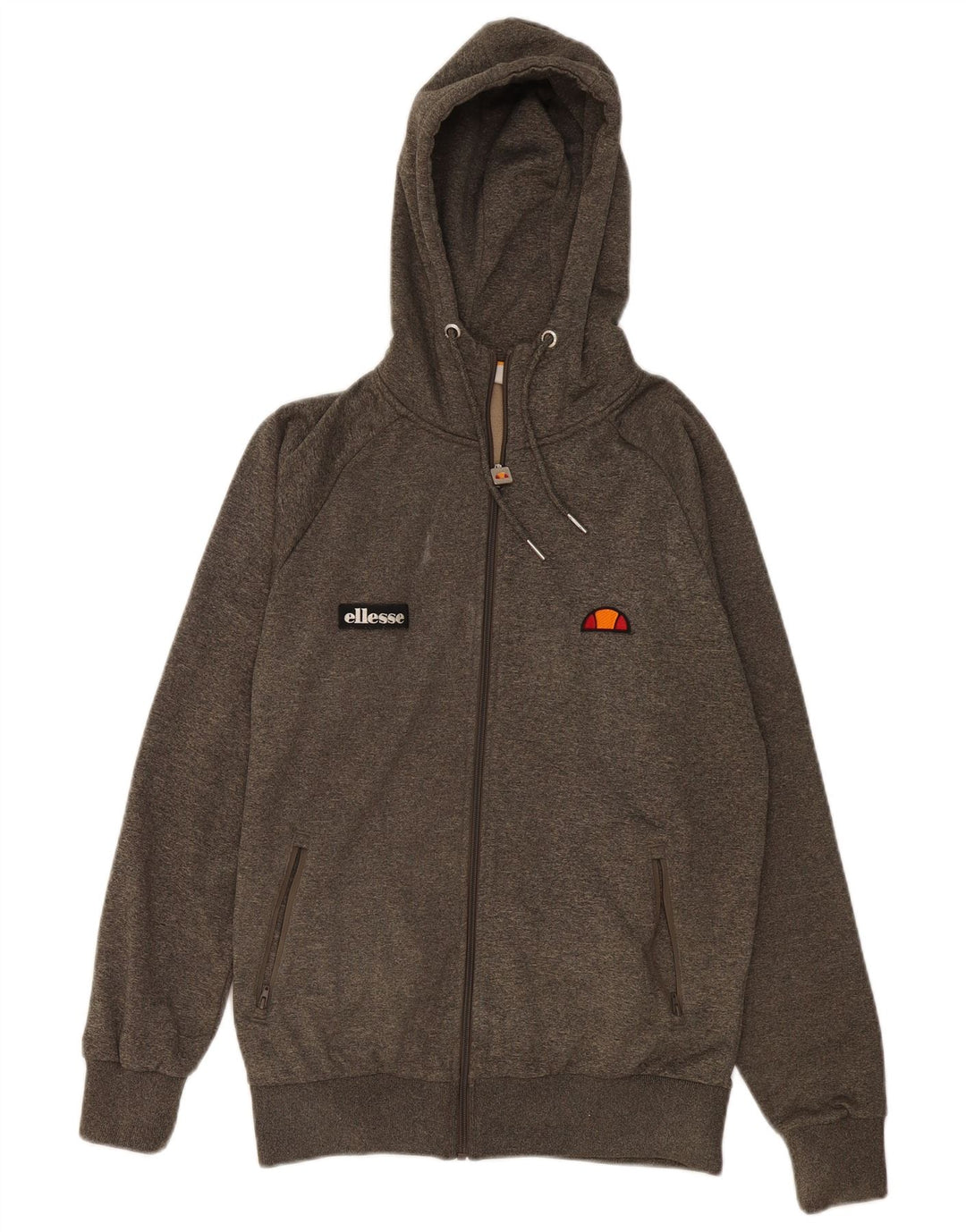 Ellesse Mens Graphic Zip Hoodie Sweater Medium Khaki Polyester