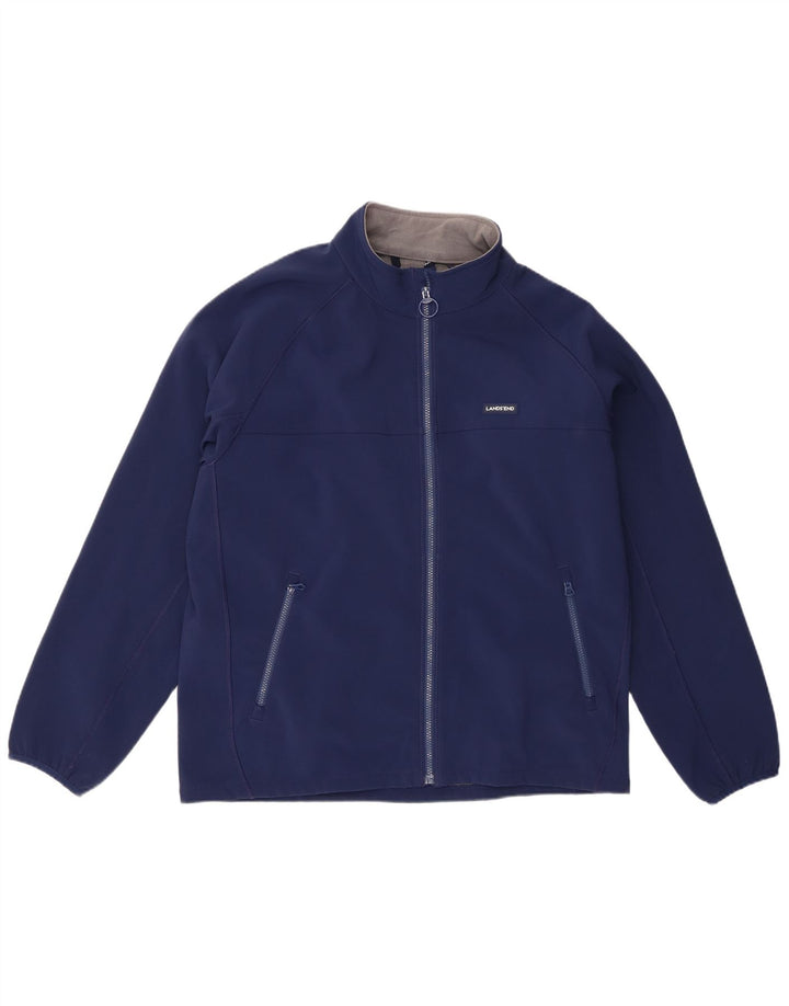 Lands End Herre træningsdragt Top jakke Large Navy Blue Polyester