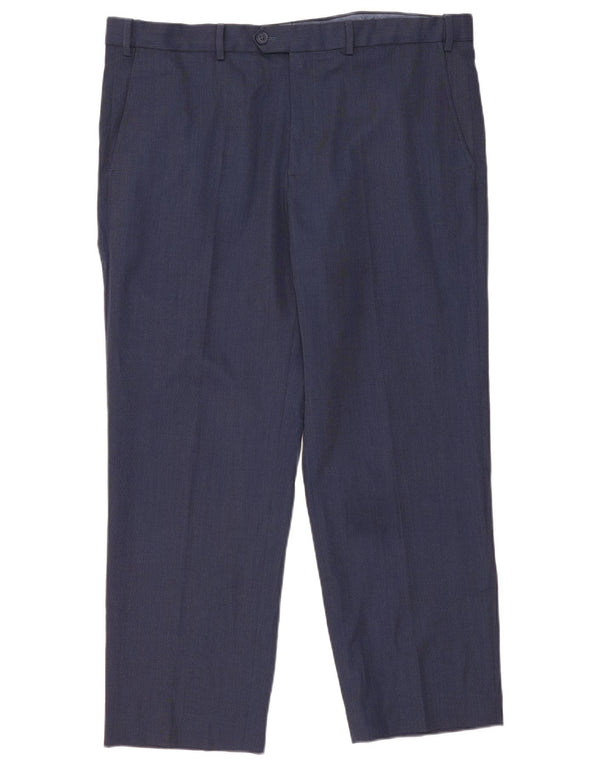 Pantaloni da abito dritti da uomo Marks & Spencer W40 L29 poliestere blu navy