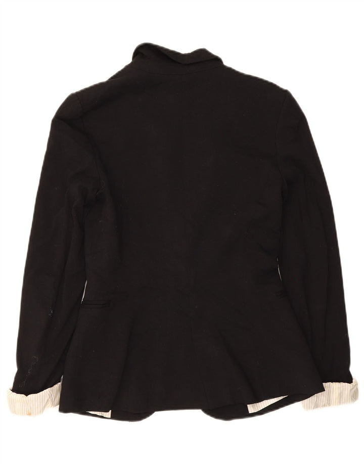 Jaqueta blazer feminina Zara com 1 botão Reino Unido 6 XS preto viscose