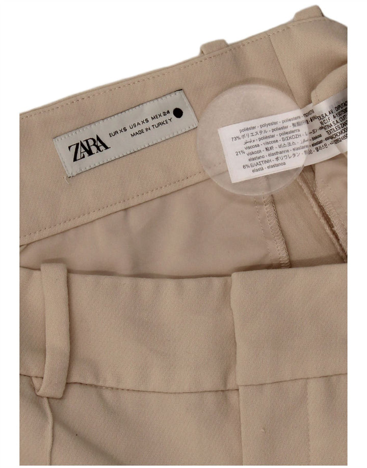 Zara Womens Slim Fit Chino Trousers XS Beige Polyester