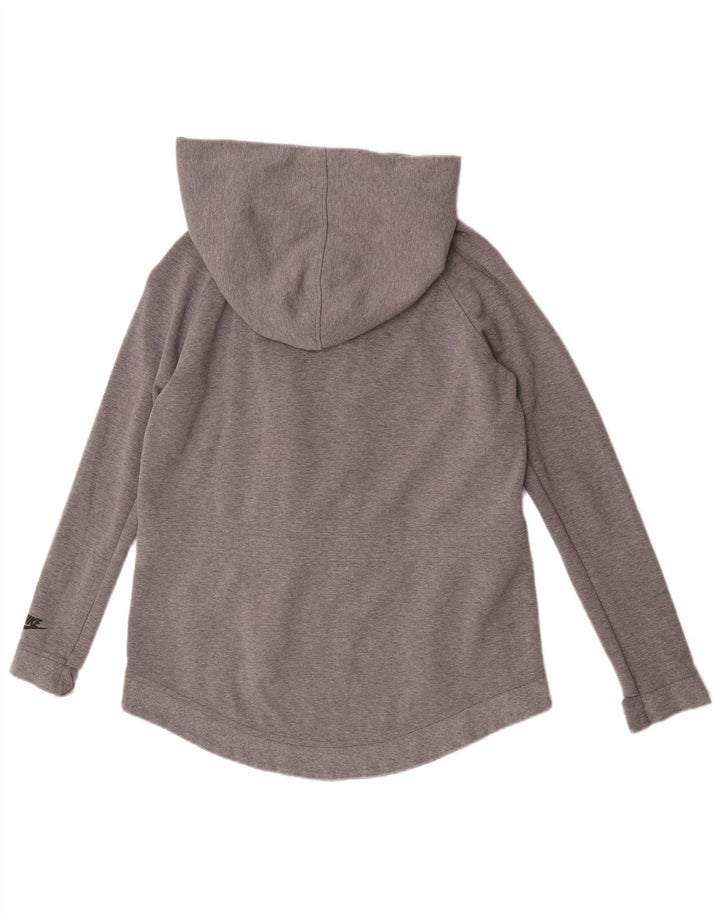 Nike Womens Zip Hoodie Sweater UK 14 Medium Grey Cotton