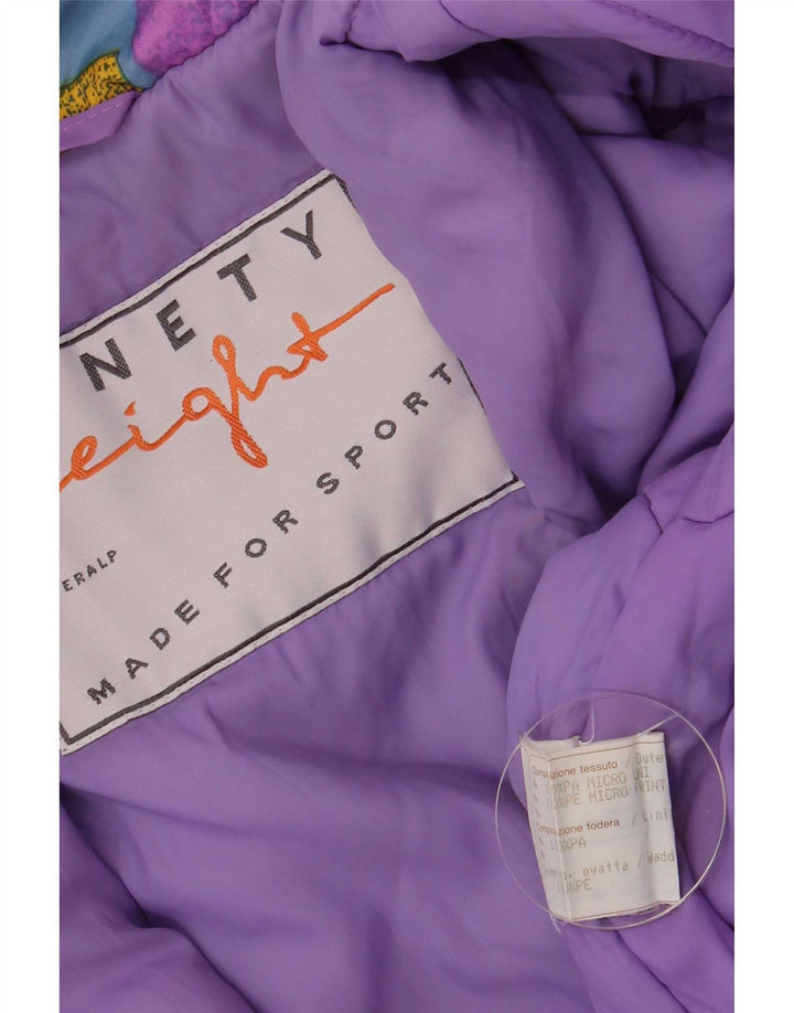 Ninety Eight Womens Ski Jumpsuit UK 14 Medium Purple Colourblock Retro