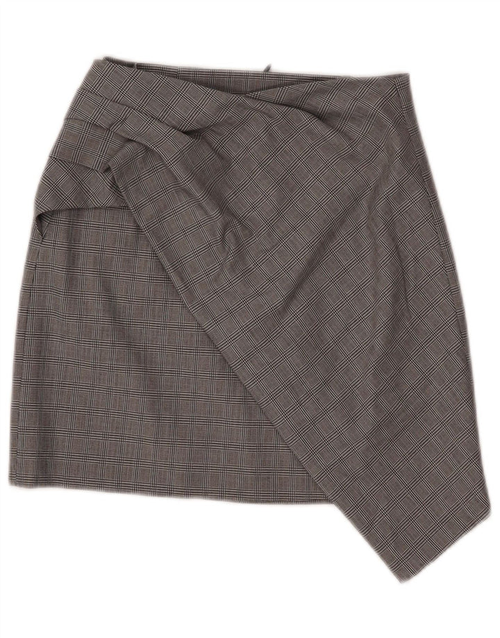 Mini gonna asimmetrica da donna Zara XS W26 in poliammide a quadri grigi