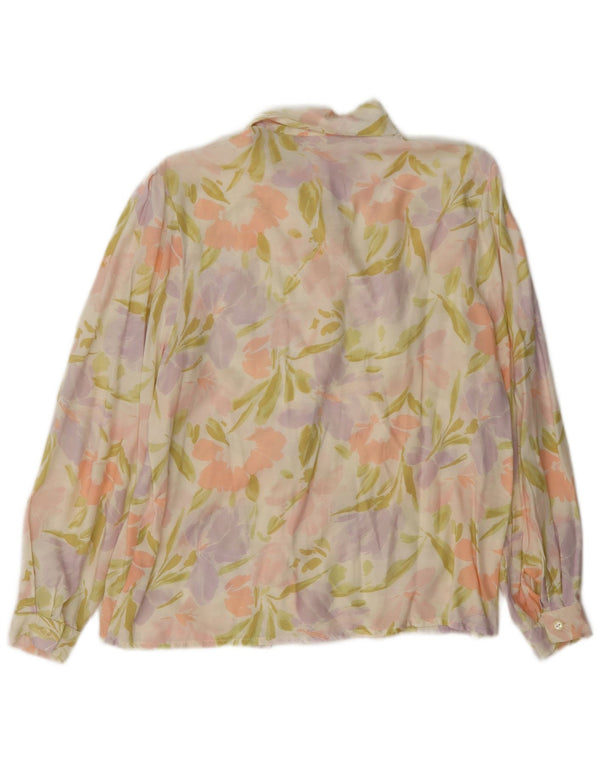 Vintage mujer camisa blusa EU 42 gran viscosa floral multicolor