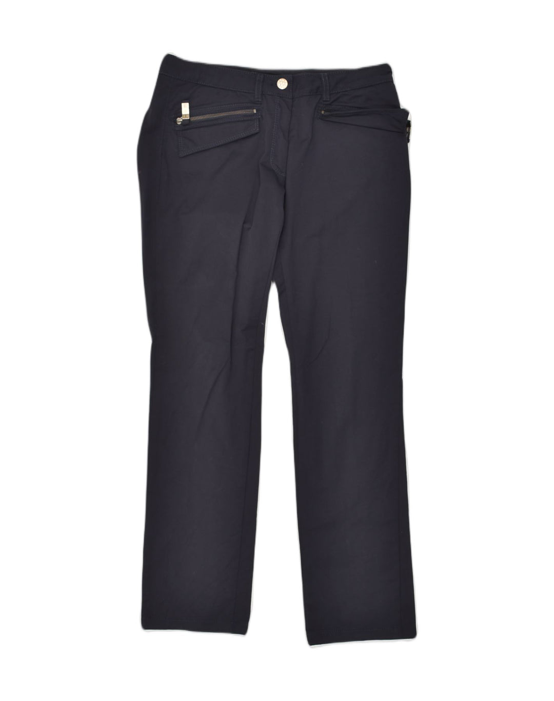 TRUSSARDI Womens Low Waist Casual Trousers IT 46 Large W34 L30 Navy Blue | Vintage Trussardi | Thrift | Second-Hand Trussardi | Used Clothing | Messina Hembry 
