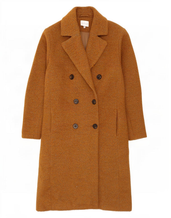 Warehouse Womens Double Breasted Coat UK 14 Medium Beige Cotton