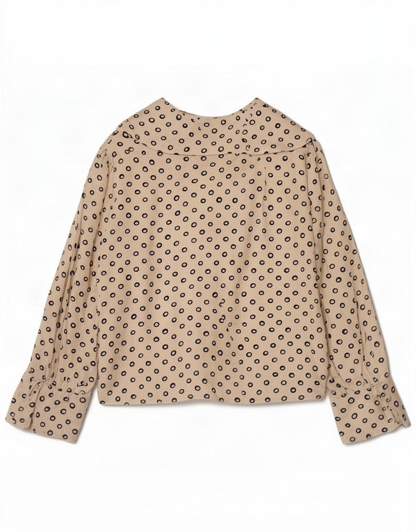 Camicetta vintage da donna corta con maniche a 3/4 UK 12 Beige medio maculato