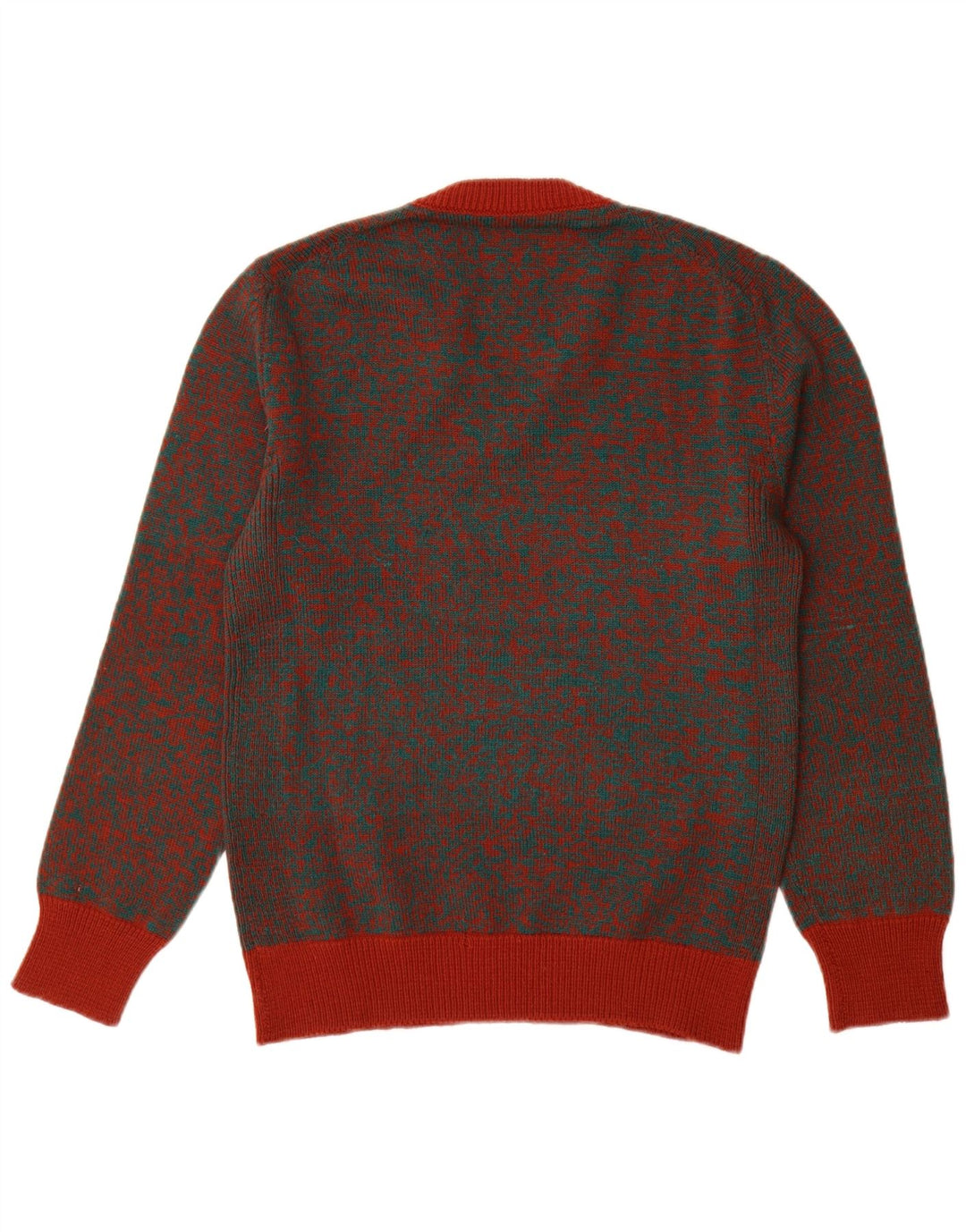 VINTAGE Herre V-hals sweater Medium Rød Flecked