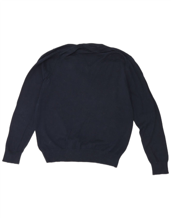 Marks & Spencer Mens V-Neck Jumper Sweater Large Navy Blue Cotton
