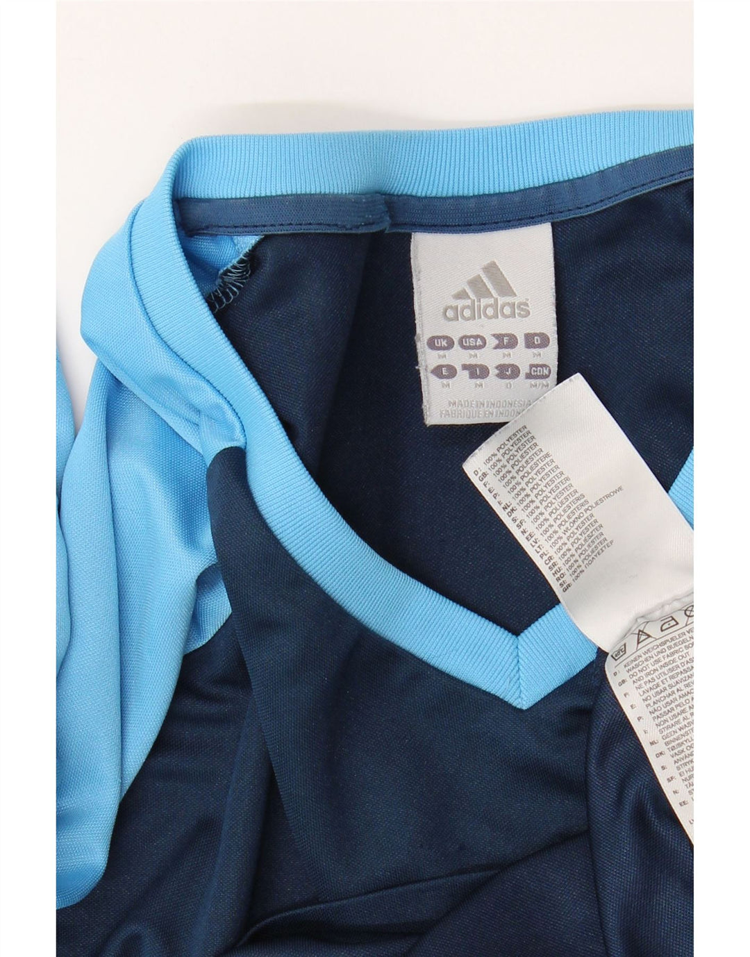 ADIDAS Herre Climalite T-Shirt Top Medium Marineblå Colourblock Polyester