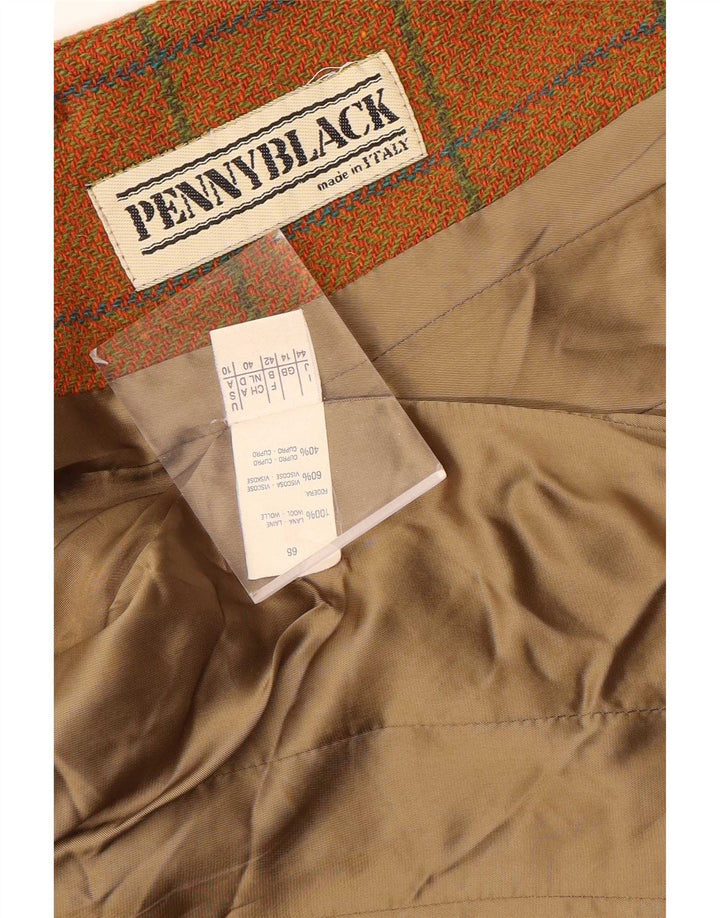 Penny Black Damen-Blazer mit 2 Knöpfen, UK 14, mittelorange karierte Wolle