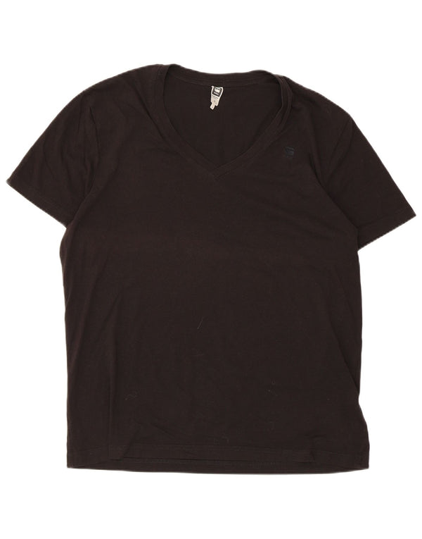 G-Star Dame T-Shirt Top UK 18 XL Sort Bomuld