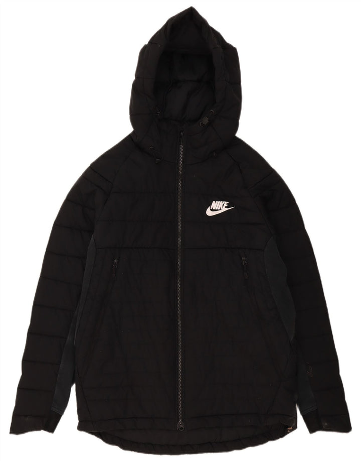 Nike Mens Hooded Padded Jacket UK 40 Large Black Polyester
