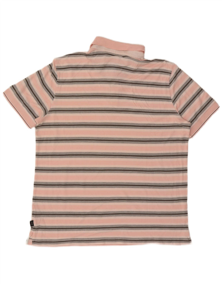 Hugo Boss Mens Polo Shirt 2XL Pink Striped
