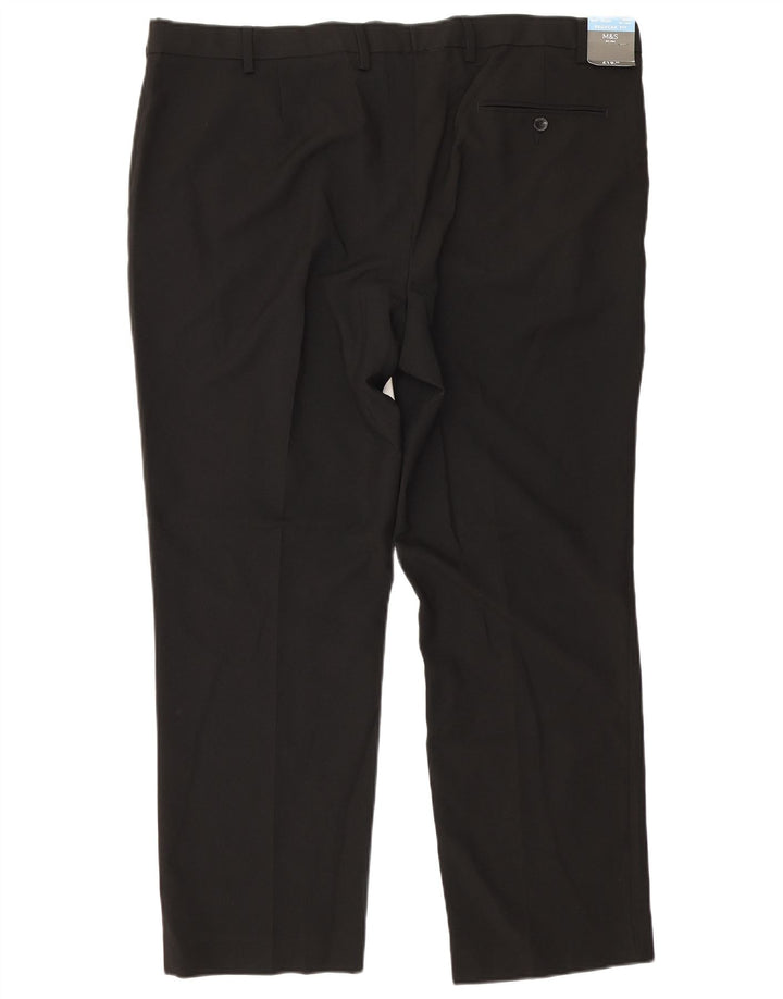 Marks & Spencer Herren-Anzughose, normal, gerade, W42, L29, Schwarz, Polyester